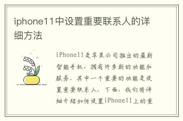 iphone11中设置重要联系人的详细方法