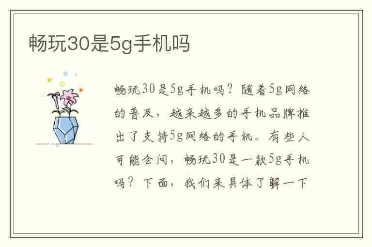 畅玩30是5g手机吗(荣耀畅玩30是5g手机吗)