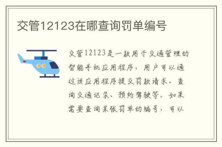 交管12123在哪查询罚单编号(交管12123在哪查询罚单编号信息)