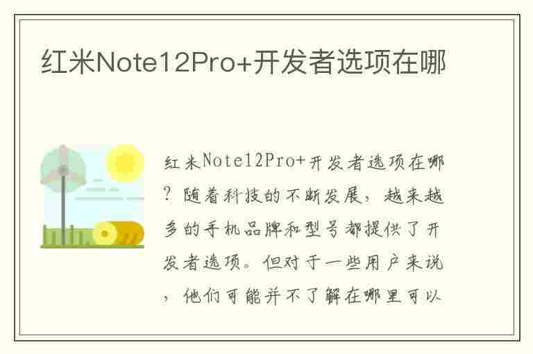 红米Note12Pro+开发者选项在哪