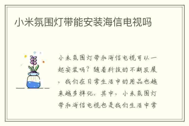 小米氛围灯带能安装海信电视吗