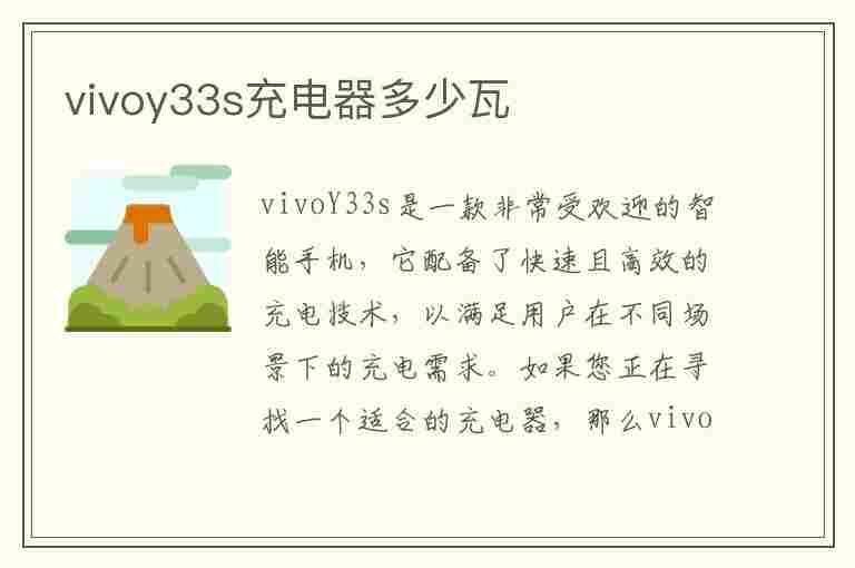 vivoy33s充电器多少瓦(vivoy33充电器参数)