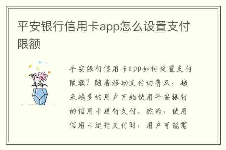 平安银行信用卡app怎么设置支付限额