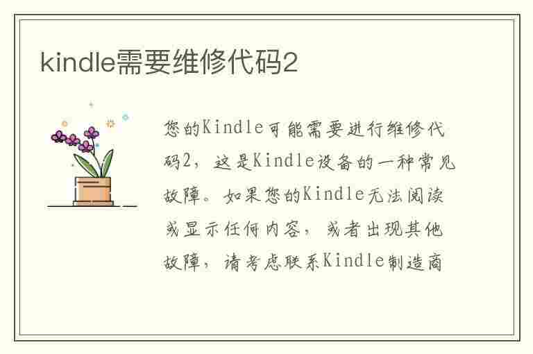 kindle需要维修代码2(kindle需要维修代码0)