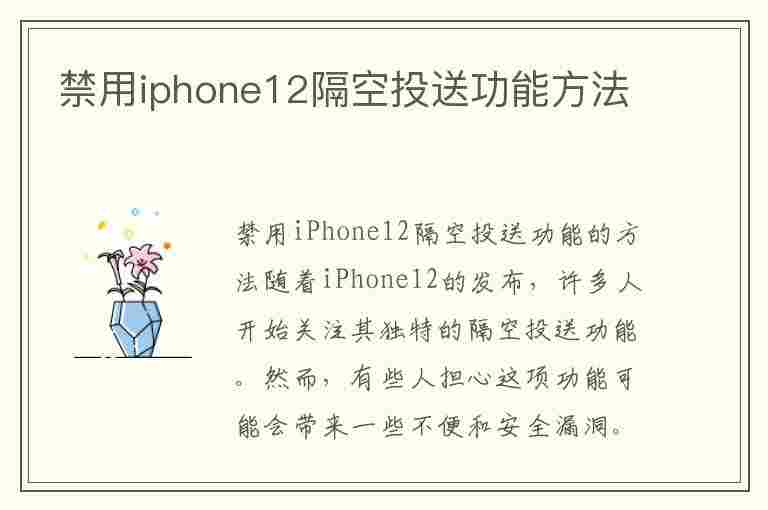 禁用iphone12隔空投送功能方法