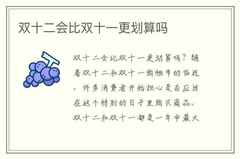 双十二会比双十一更划算吗(双十二会比双十一更划算吗为什么)