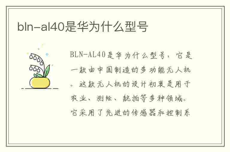 bln-al40是华为什么型号(blnal40是华为什么型号的手机)