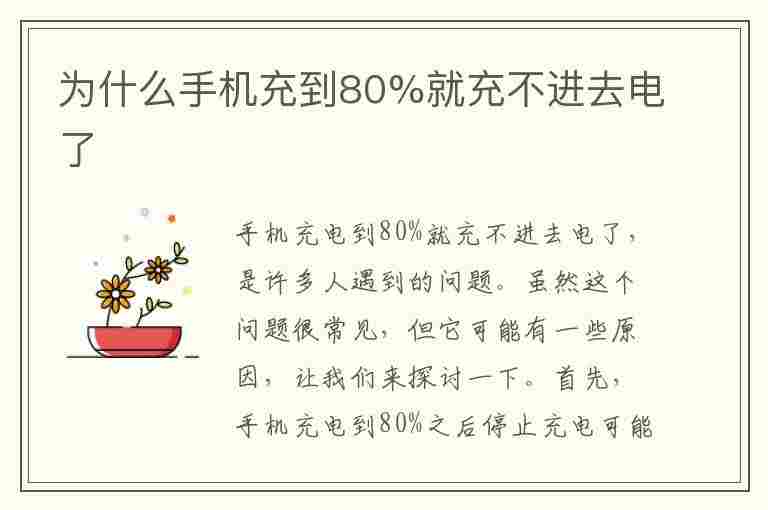 为什么手机充到80%就充不进去电了