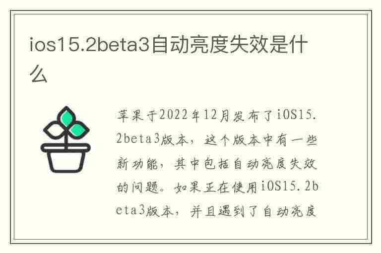 ios15.2beta3自动亮度失效是什么