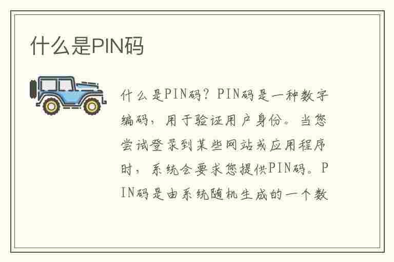 什么是PIN码(什么是pin码怎么解锁)