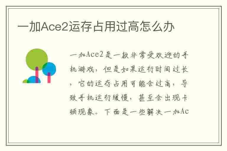 一加Ace2运存占用过高怎么办