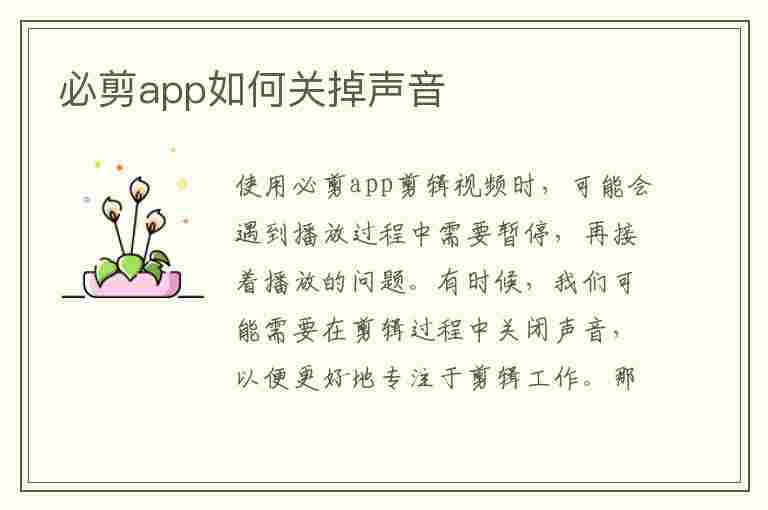 必剪app如何关掉声音