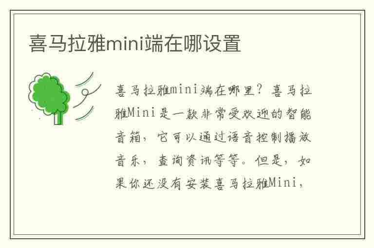 喜马拉雅mini端在哪设置