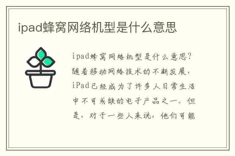 ipad蜂窝网络机型是什么意思