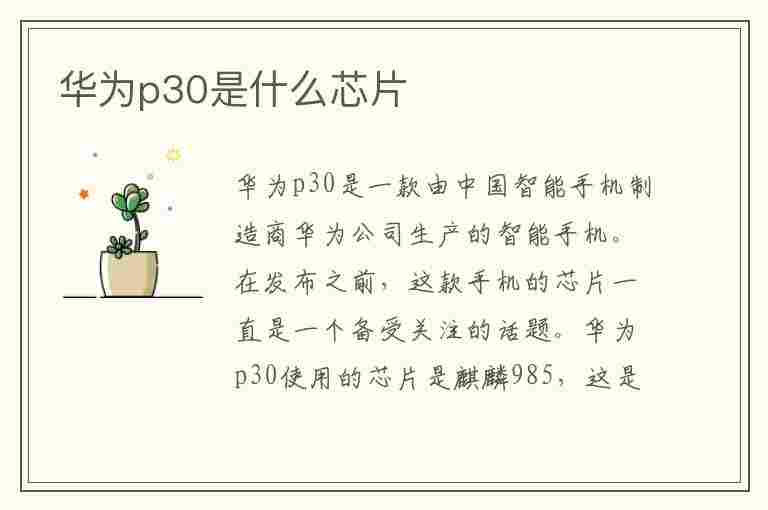 华为p30是什么芯片(华为p40是什么芯片)