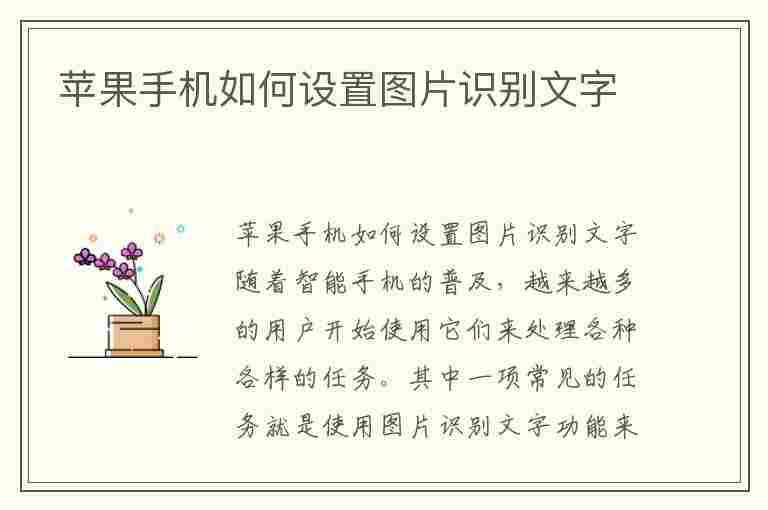 苹果手机如何设置图片识别文字