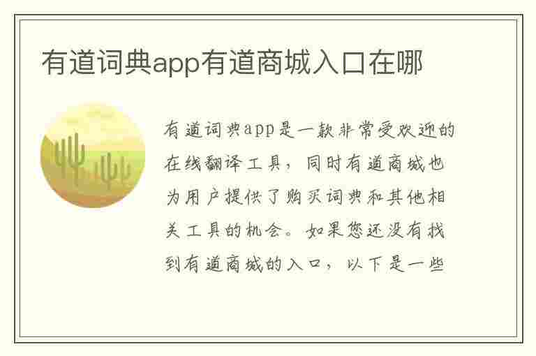 有道词典app有道商城入口在哪