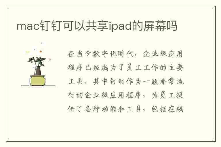 mac钉钉可以共享ipad的屏幕吗