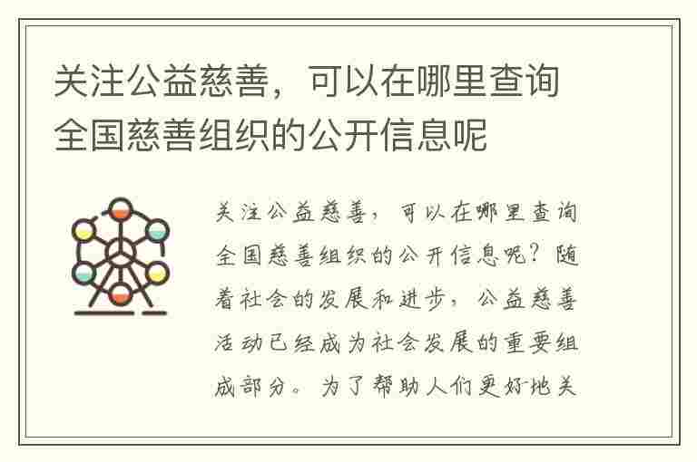 关注公益慈善，可以在哪里查询全国慈善组织的公开信息呢