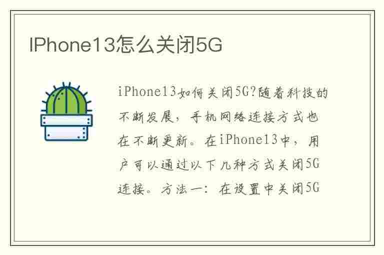 IPhone13怎么关闭5G(iphone13怎么关闭5g网络)