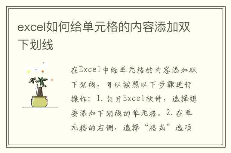 excel如何给单元格的内容添加双下划线