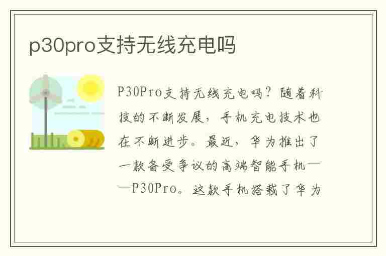 p30pro支持无线充电吗(华为p30pro支持无线充电吗)