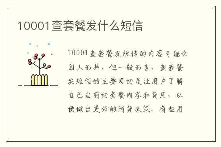 10001查套餐发什么短信(10001查套餐发什么短信内容)