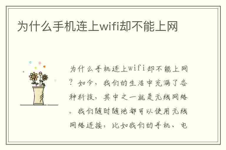 为什么手机连上wifi却不能上网