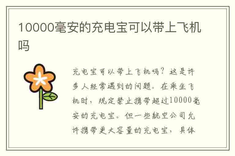 10000毫安的充电宝可以带上飞机吗