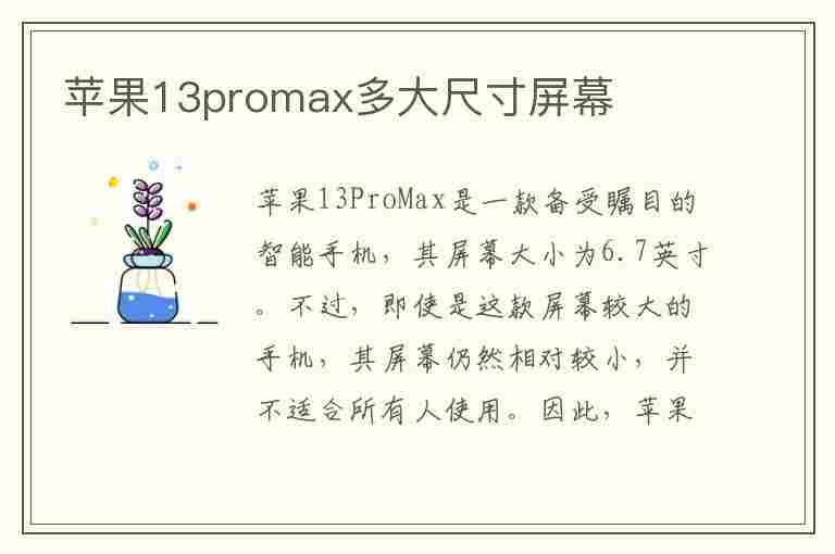 苹果13promax多大尺寸屏幕