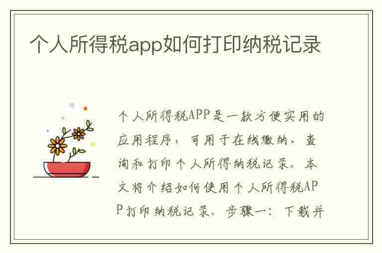 个人所得税app如何打印纳税记录