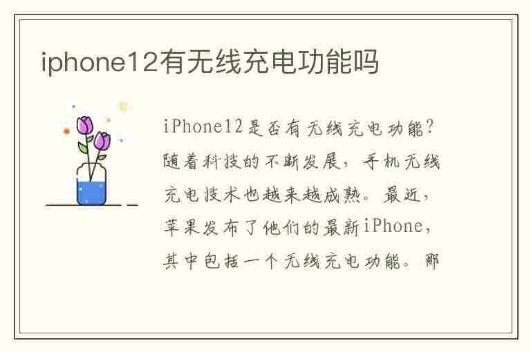 iphone12有无线充电功能吗