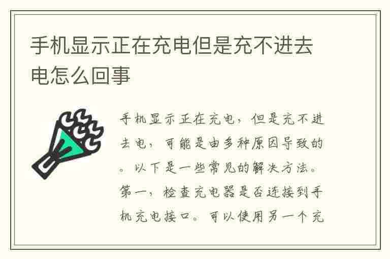 手机显示正在充电但是充不进去电怎么回事