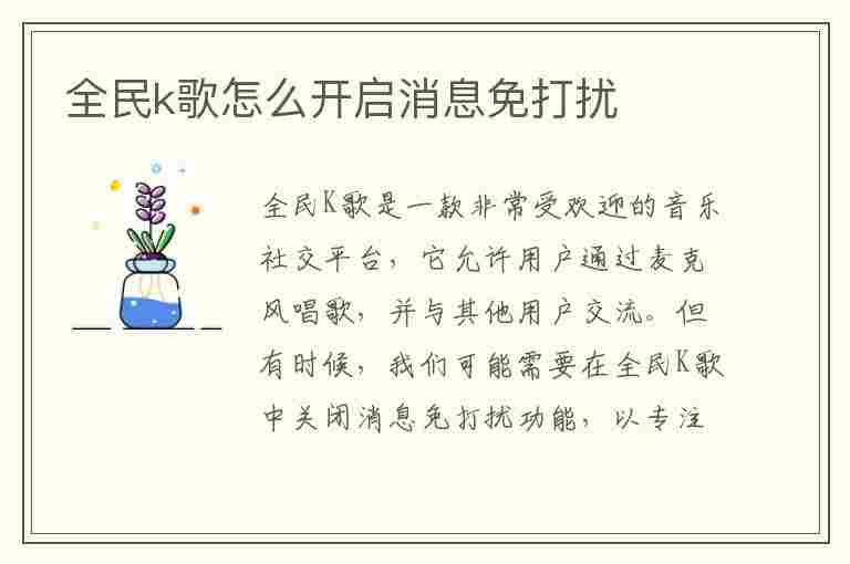 全民k歌怎么开启消息免打扰