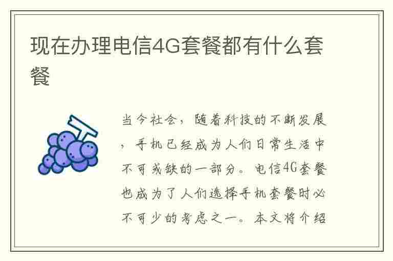 现在办理电信4G套餐都有什么套餐