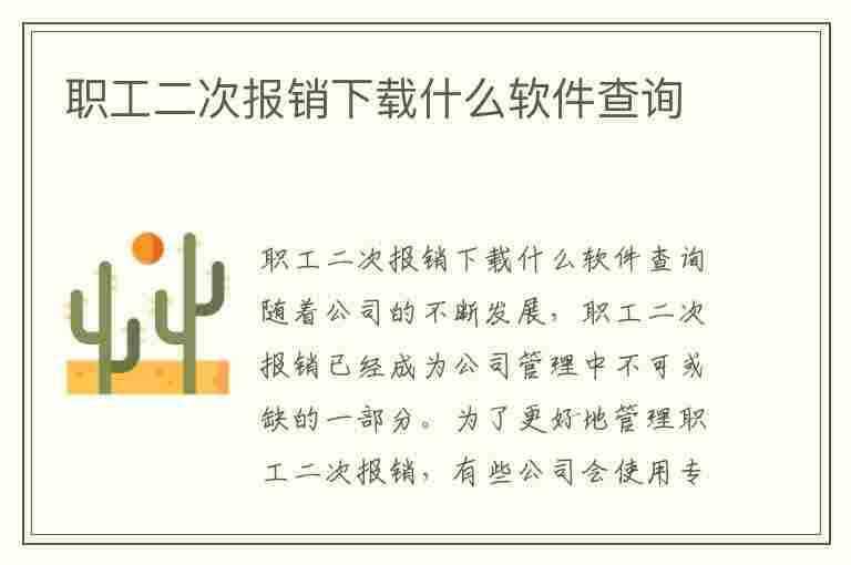 职工二次报销下载什么软件查询