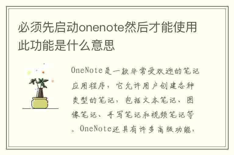 必须先启动onenote然后才能使用此功能是什么意思