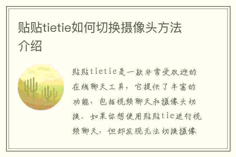 贴贴tietie如何切换摄像头方法介绍