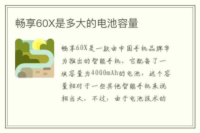 畅享60X是多大的电池容量(畅享60x是多大的电池容量啊)