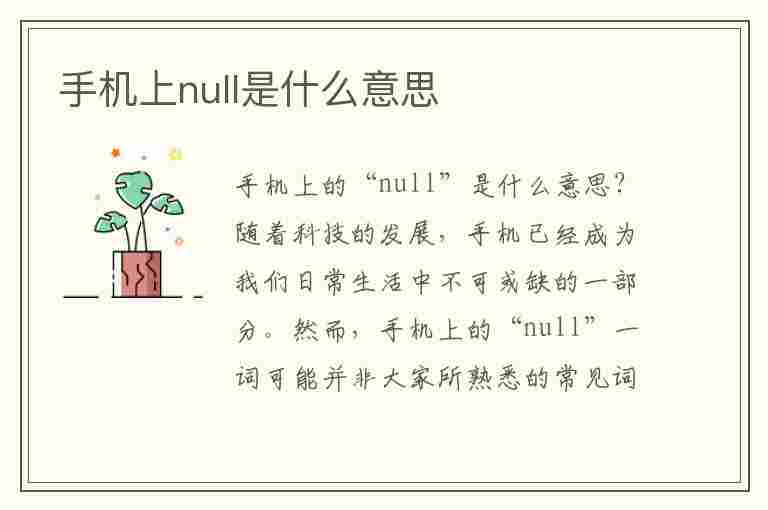 手机上null是什么意思(手机上null是什么意思,怎么清除)