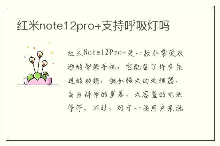 红米note12pro+支持呼吸灯吗