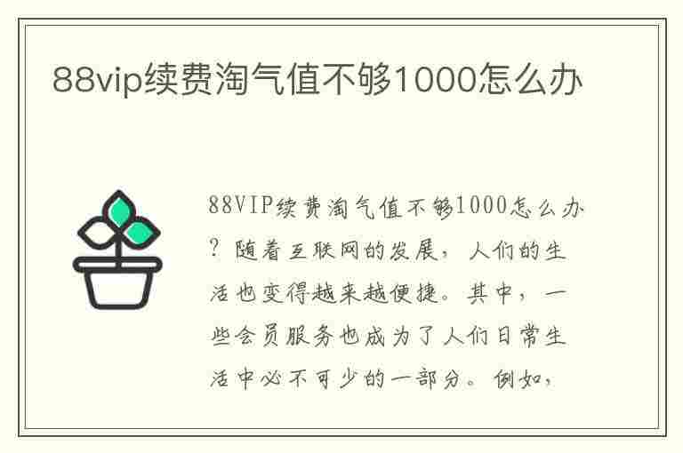 88vip续费淘气值不够1000怎么办