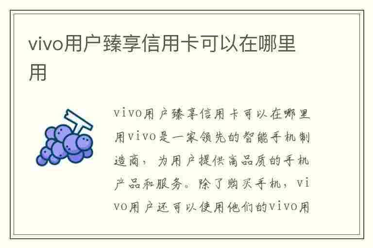 vivo用户臻享信用卡可以在哪里用