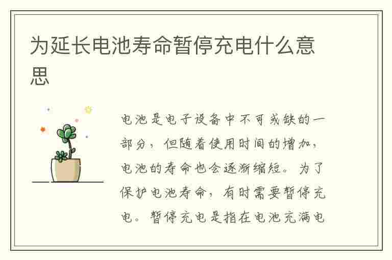 为延长电池寿命暂停充电什么意思