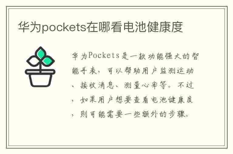 华为pockets在哪看电池健康度