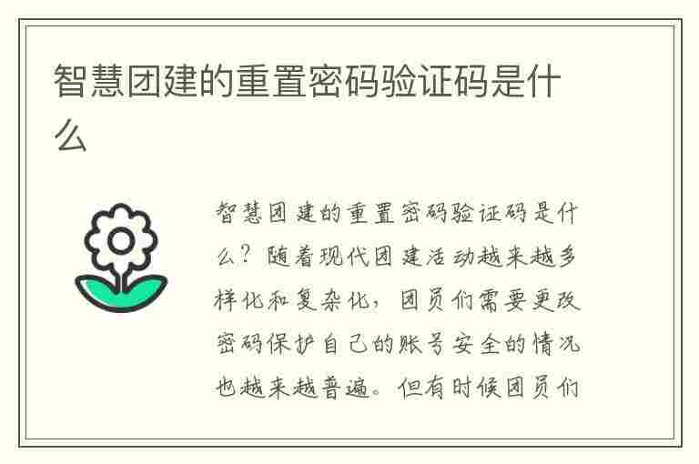 智慧团建的重置密码验证码是什么