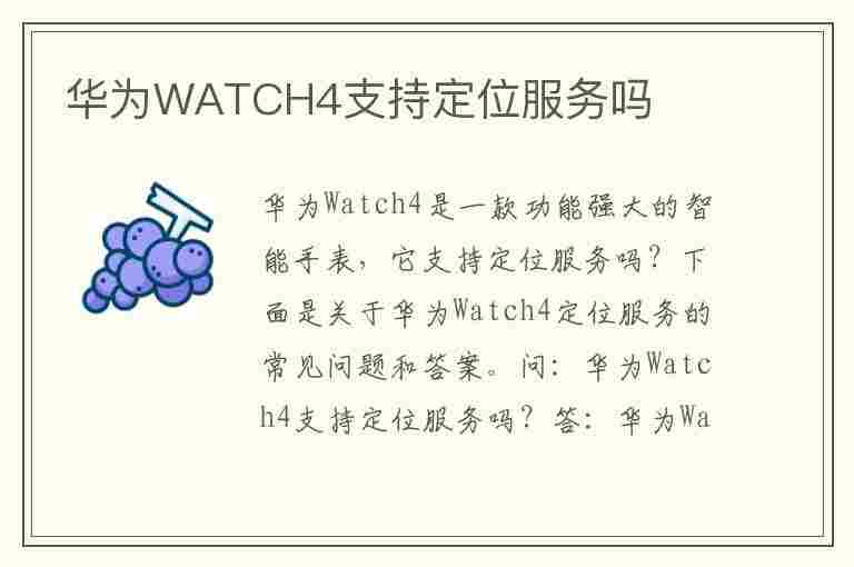 华为WATCH4支持定位服务吗