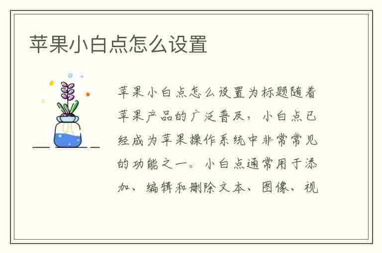 苹果小白点怎么设置(苹果小白点怎么设置出来)