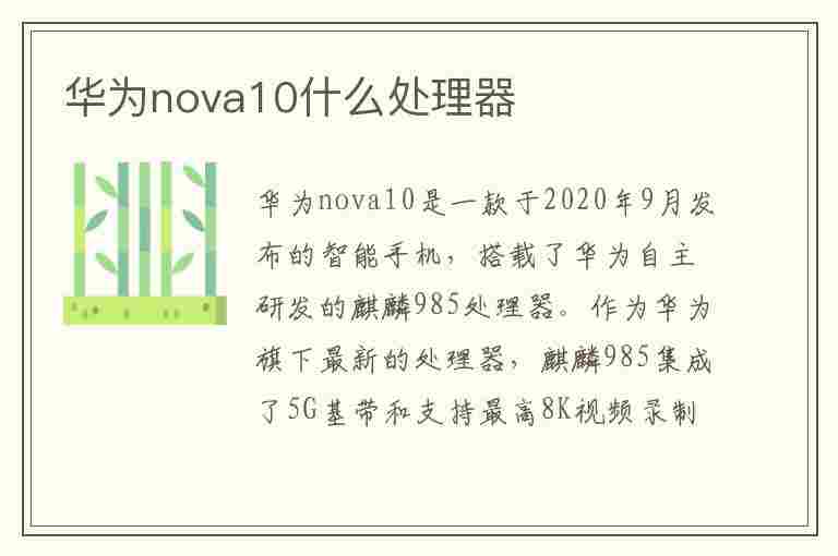 华为nova10什么处理器(华为nova10什么处理器?)