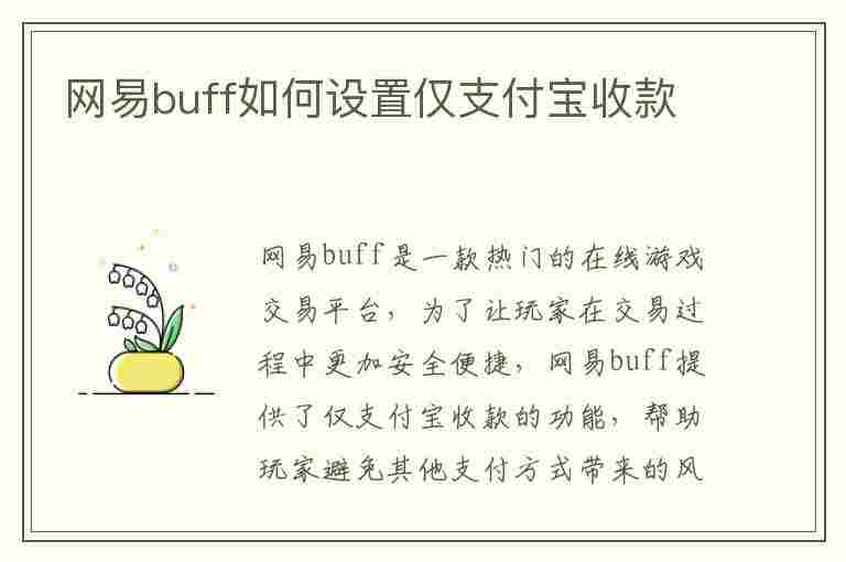 网易buff如何设置仅支付宝收款